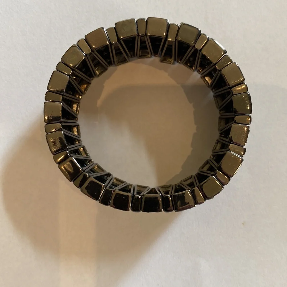 Black Rhinestone Wide Stretch Statement Bracelet !
